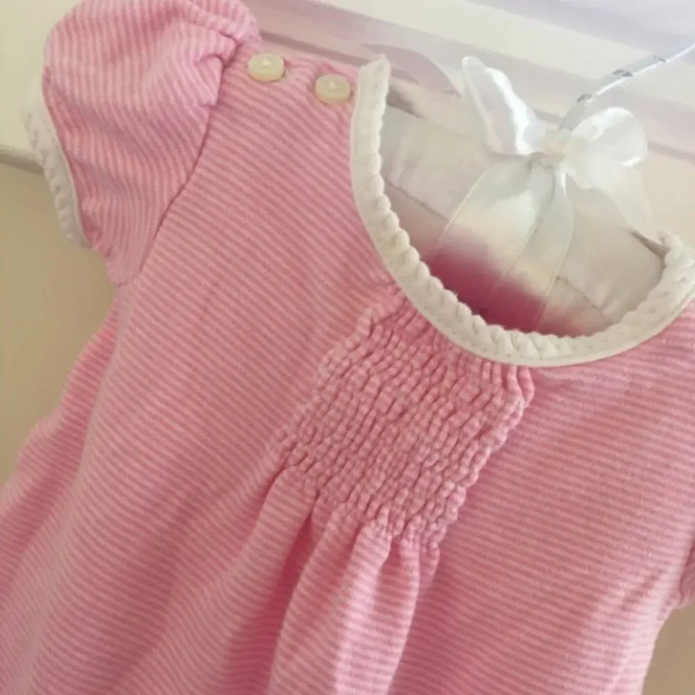 Ralph Lauren Pink & White Stripe Romper 3 Months